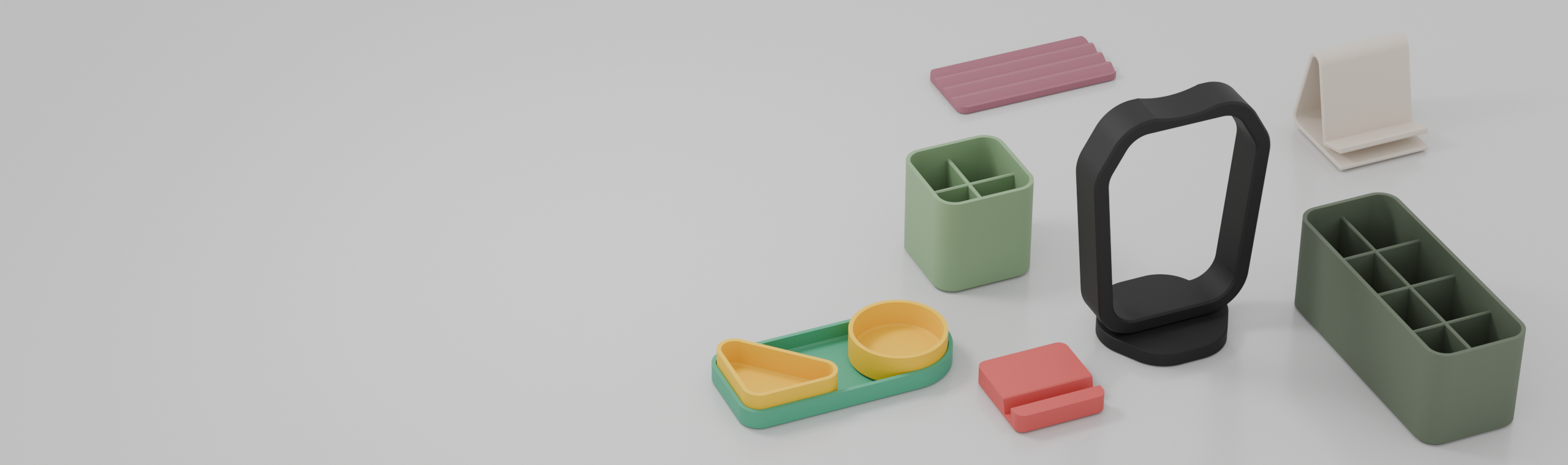 Set of colorful kitchen utensils on a white background